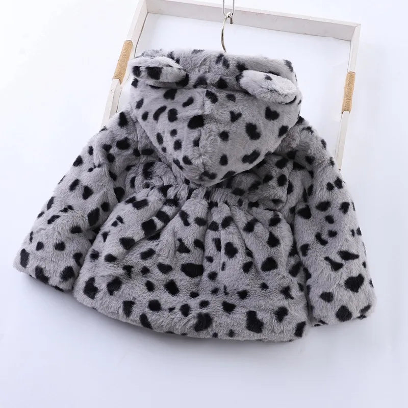 Baby Girls Sherpa Hooded Winter Coat with Pockets – Soft Plush Zip-Up Jacket