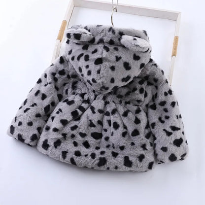 Baby Girls Sherpa Hooded Winter Coat with Pockets – Soft Plush Zip-Up Jacket