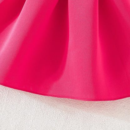 Flower-Shoulder A-Line Party Dress for Girls