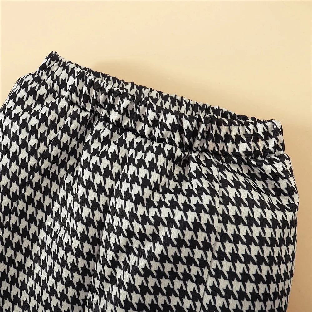 Houndstooth Heart Girls’ Top, Flare Pants & Beret Set