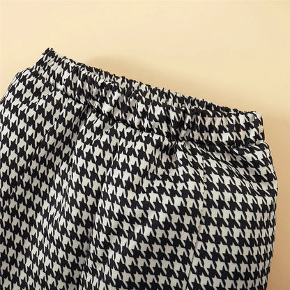Houndstooth Heart Girls’ Top, Flare Pants & Beret Set