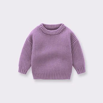 Chunky Ribbed Crewneck Cotton Sweater for Babies & Kids