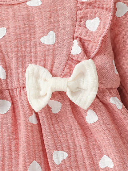 Bow-Detail Textured Cotton Romper & Headband Set for Baby Girls