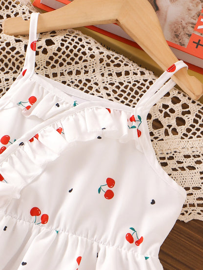 Cherry Bow Girls’ Peplum Cami & Denim Skort Set