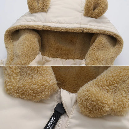 Faux-Fur Bear Hood Puffer Jacket for Kids