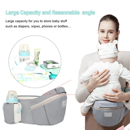 Breathable Mesh Baby Carrier with Hip Seat & Storage Pockets