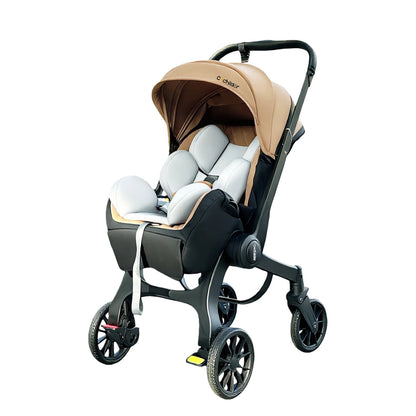 Reversible High-View Stroller with Car Seat Attachment – Adjustable Backrest, One-Click Fold Pushchair