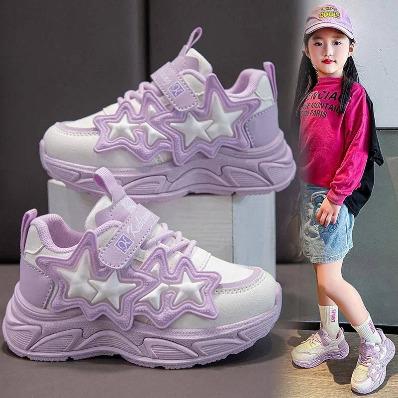 Layered Star Chunky Hook-and-Loop Sneakers for Kids