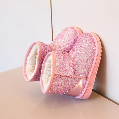 Glitter Plush-Lined Ankle Boots for Girls