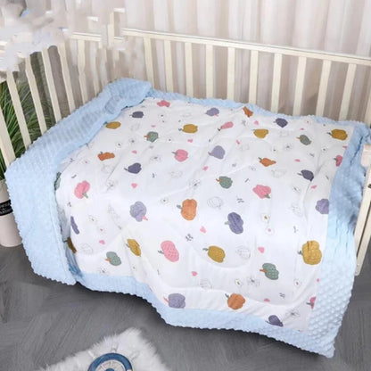Cartoon Dinosaur & Animal Print Reversible Baby Blanket