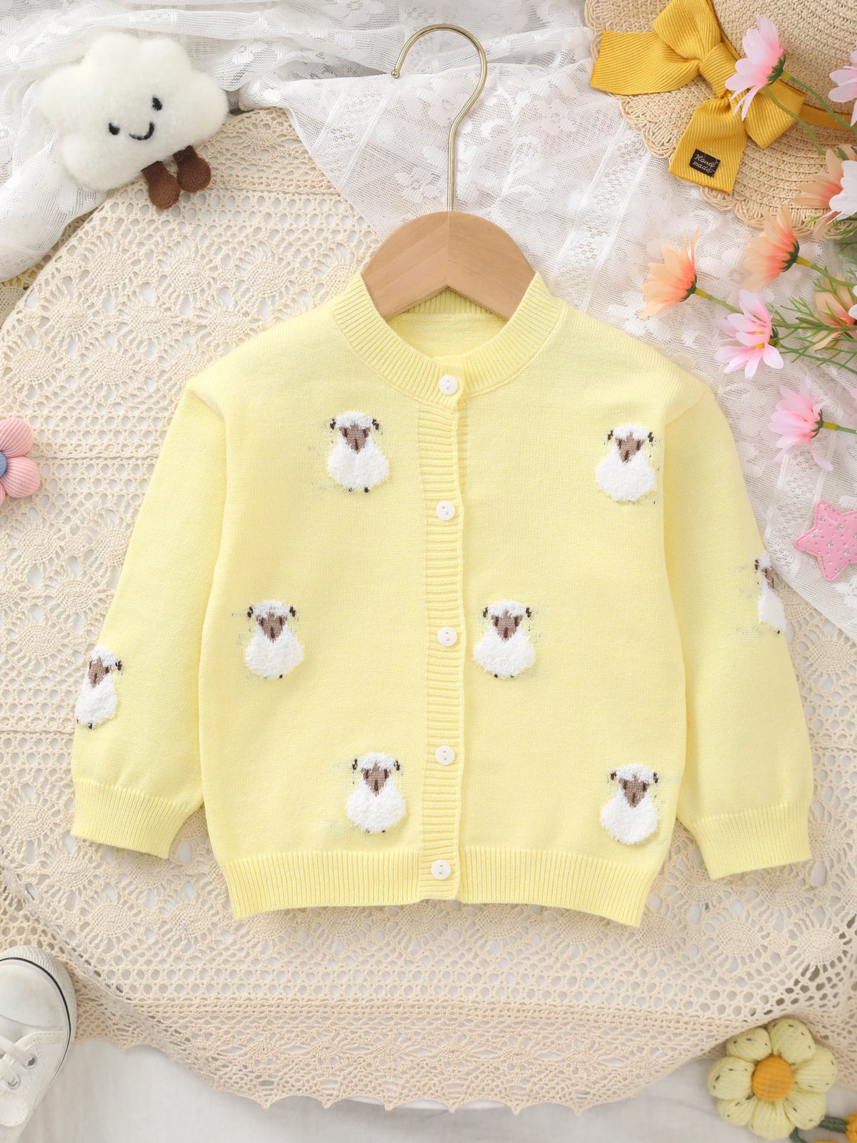 Fluffy Little Sheep Knit Cardigan for Baby Girls