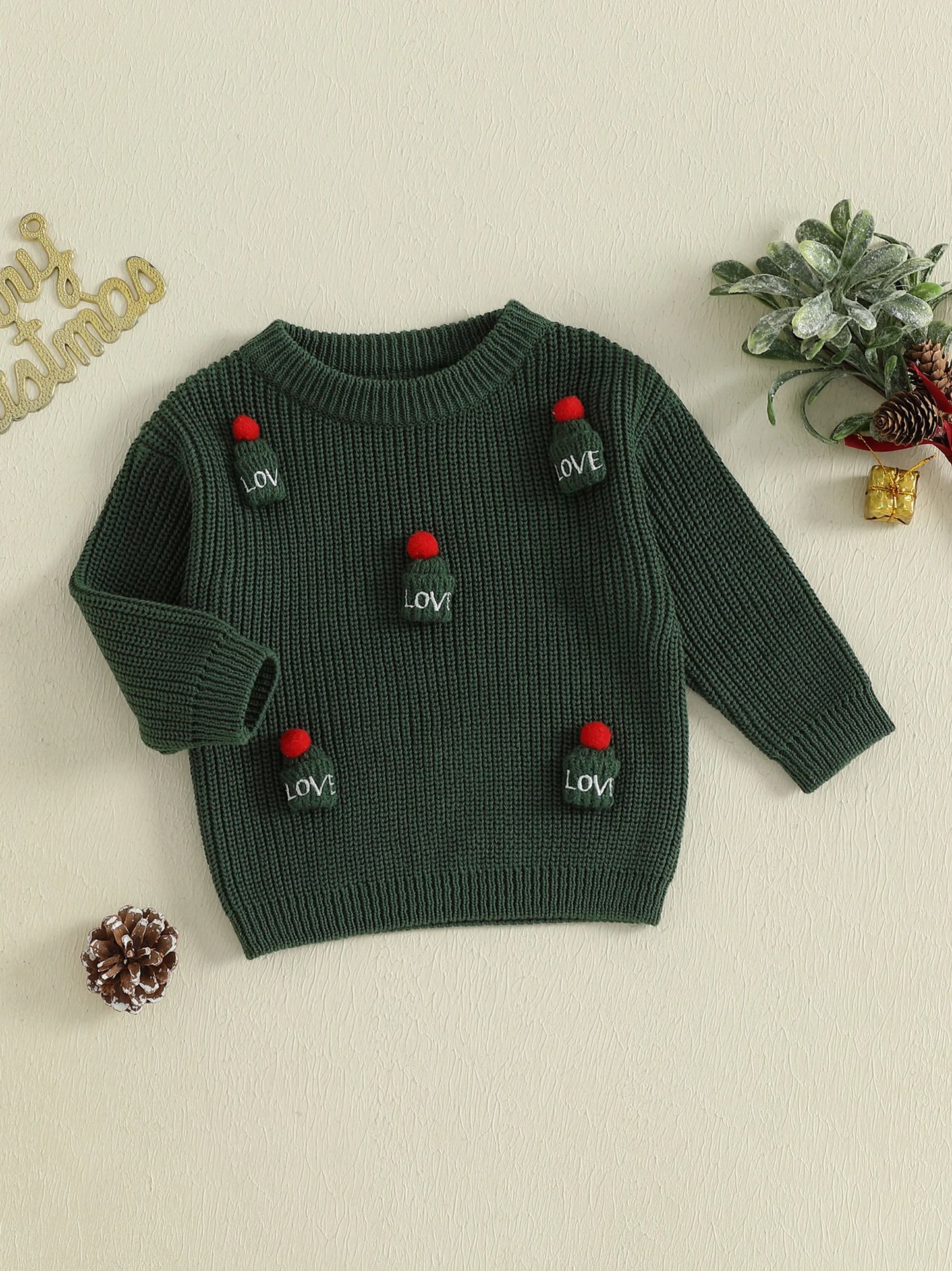 Kids Knit Sweater with 3D Beanie Detail – Cozy Crewneck Pullover (0 - 5 Years)