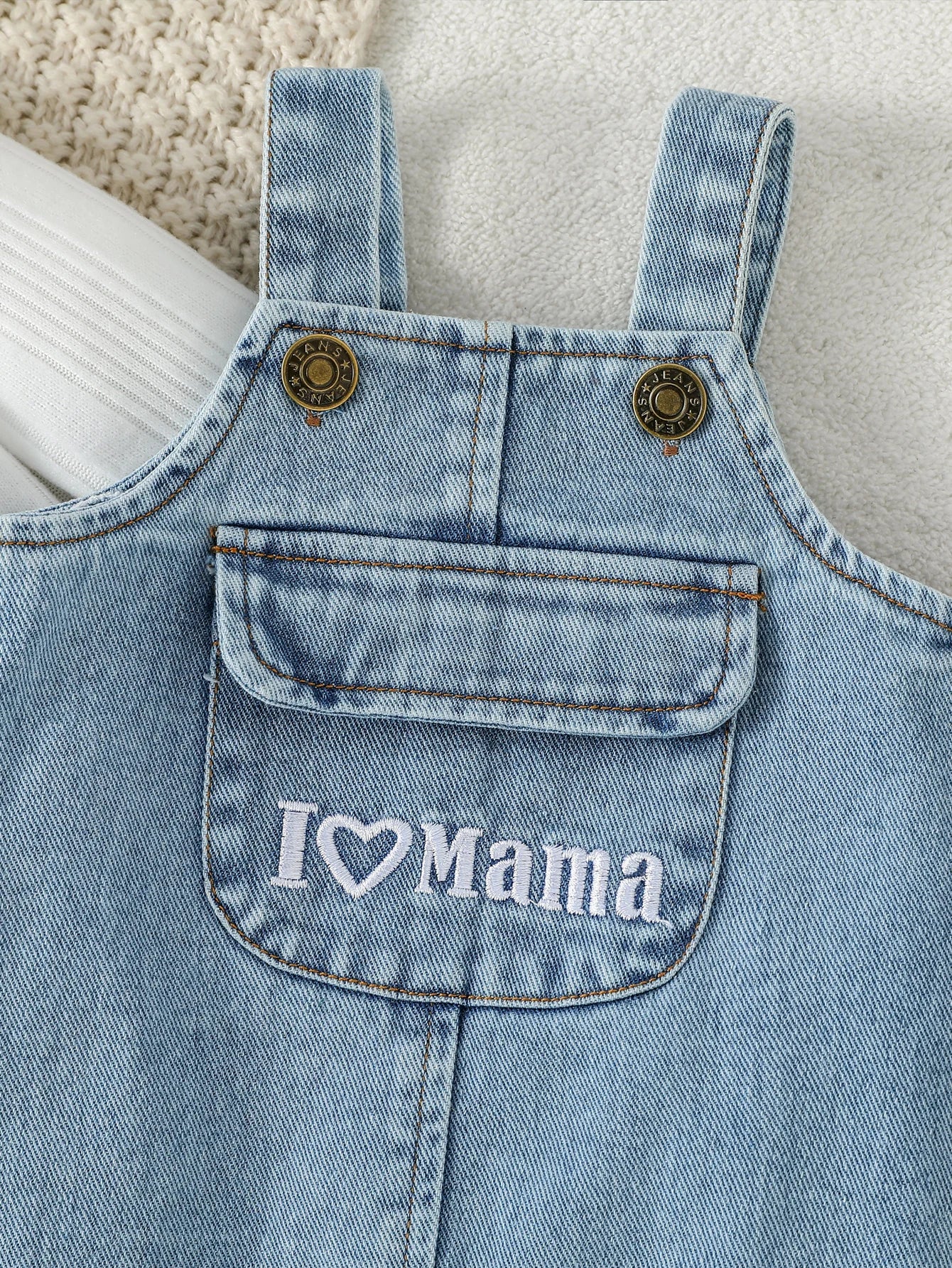 Baby Denim Overalls Set with Long-Sleeve Ribbed Top – 2-Piece Outfit for Newborns (0–9 Months)