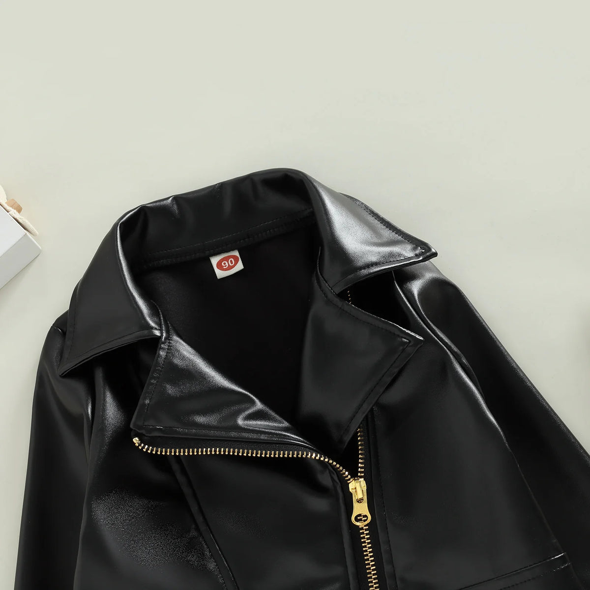 Classic Moto Kids’ Faux Leather Jacket with Gold-Tone Zip