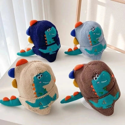 3D Dinosaur Knit Earflap Hat for Kids