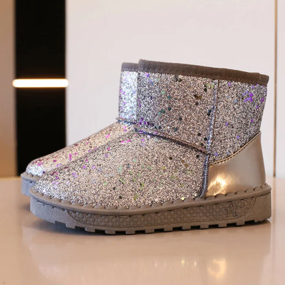 Glitter Plush-Lined Ankle Boots for Girls