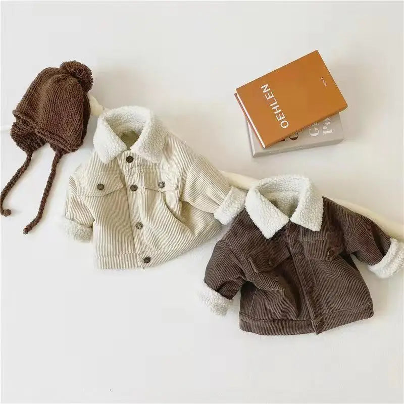 Sherpa Collar Corduroy Button Jacket for Boys