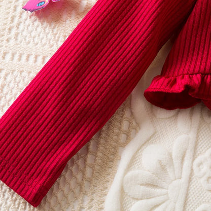 Floral Bow Dress & Ruffle-Trim Cardigan Set for Girls