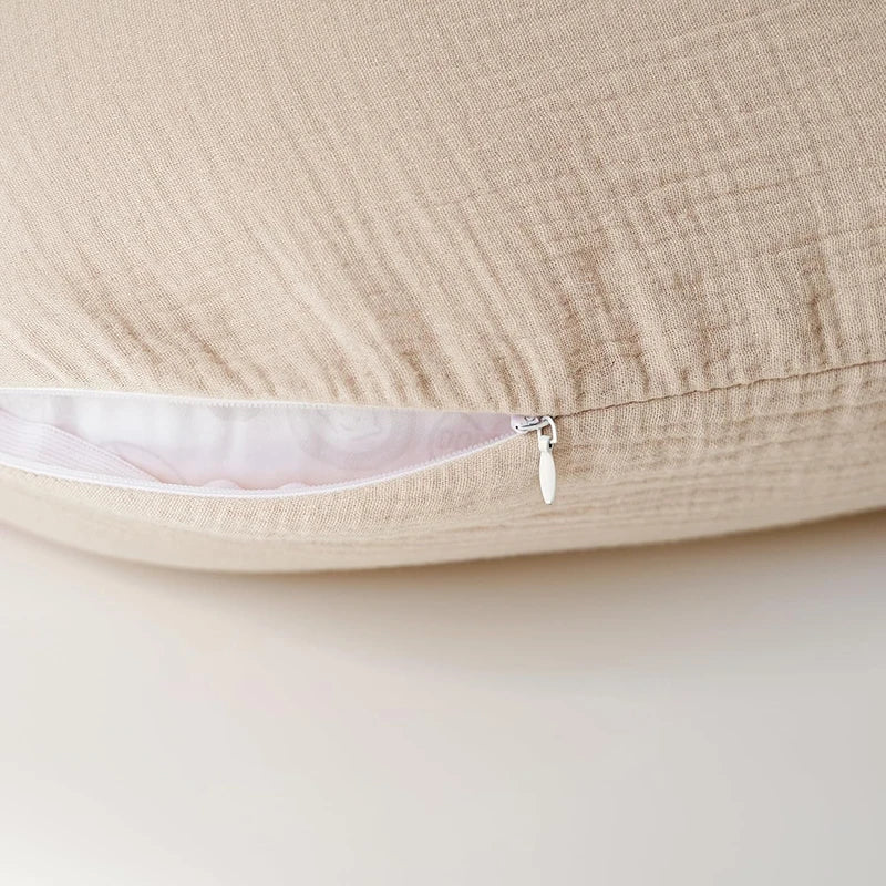U-Shaped Cotton Muslin Nursing Pillow Cover with Floral & Solid Prints