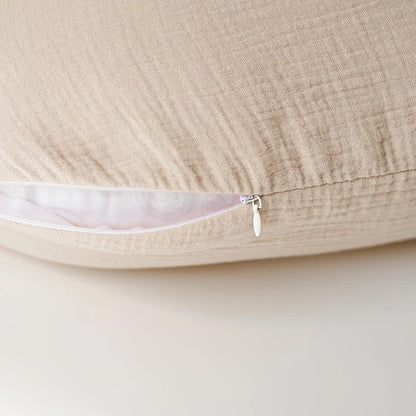 U-Shaped Cotton Muslin Nursing Pillow Cover with Floral & Solid Prints