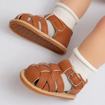 Woven Leather Fisherman Sandals with Buckle for Babies