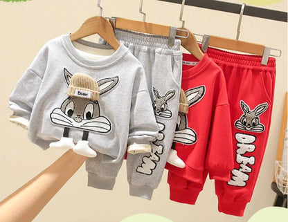 Cartoon Bunny Sweatshirt & Jogger Set for Kids – Cozy 2-Piece Outfit (Ages 2–7)