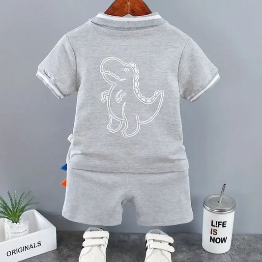 Dinosaur Polo Shirt & Shorts Set for Toddler Boys