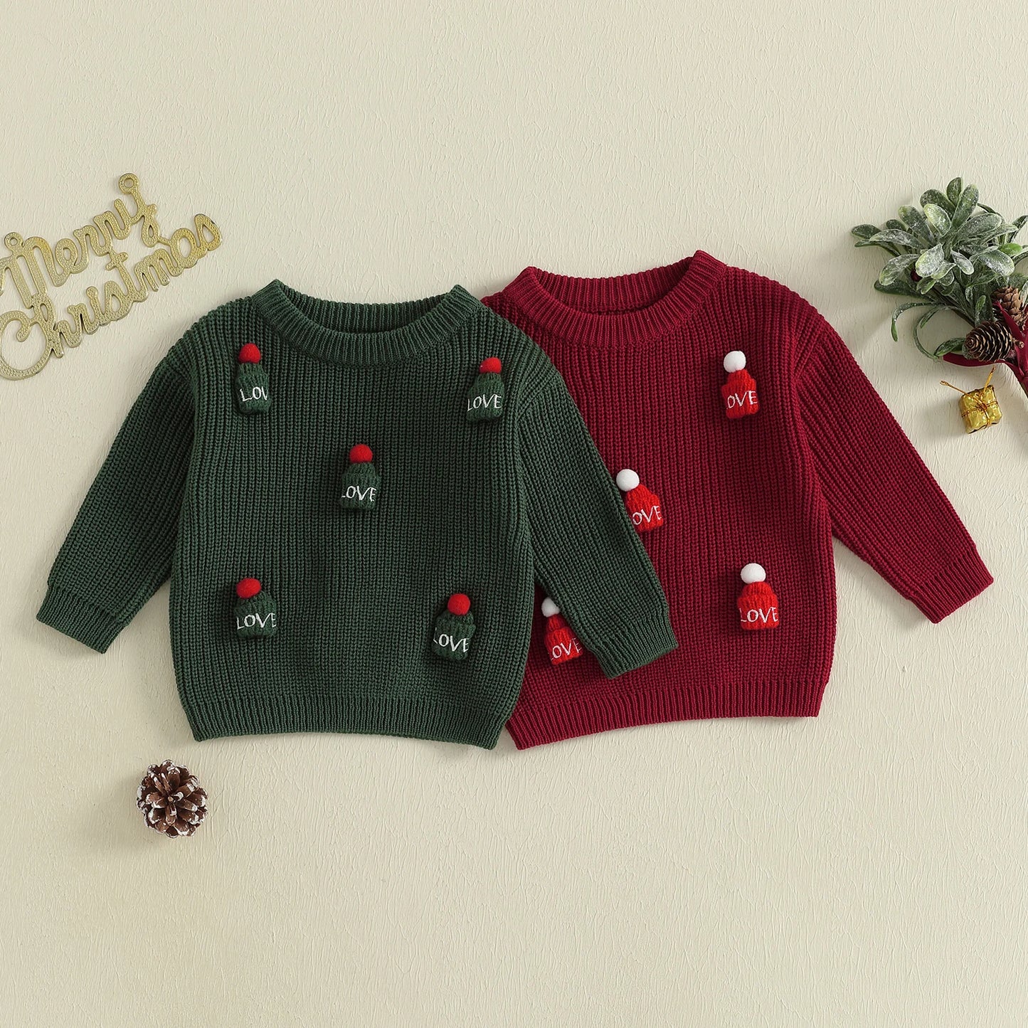 Kids Knit Sweater with 3D Beanie Detail – Cozy Crewneck Pullover (0 - 5 Years)