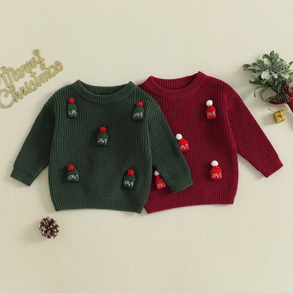 Kids Knit Sweater with 3D Beanie Detail – Cozy Crewneck Pullover (0 - 5 Years)