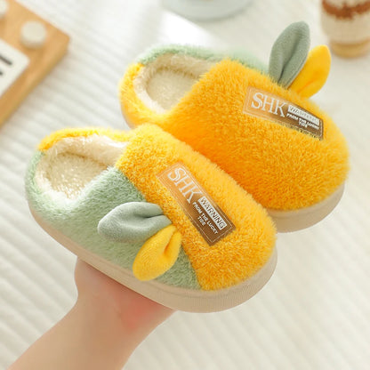 Plush Bunny Ear Kids Slippers – Warm Non-Slip Indoor Shoes for Toddlers & Kids