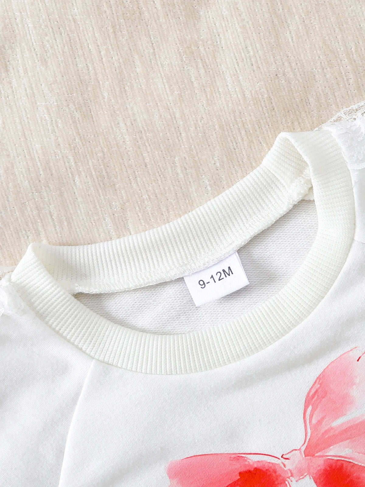 Watercolor Bow Sweatshirt & Lace Flare Jeans Set for Baby Girls