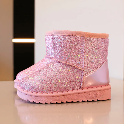 Glitter Plush-Lined Ankle Boots for Girls