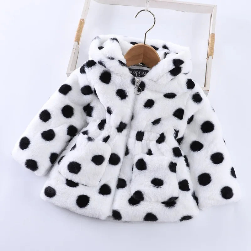 Baby Girls Sherpa Hooded Winter Coat with Pockets – Soft Plush Zip-Up Jacket