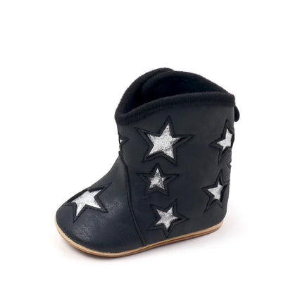 Silver Star Western Baby Ankle Boots with Soft Cotton Lining