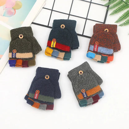 Cozy Half-Finger Kids Gloves – Warm Knit Writing Gloves for Fall & Winter