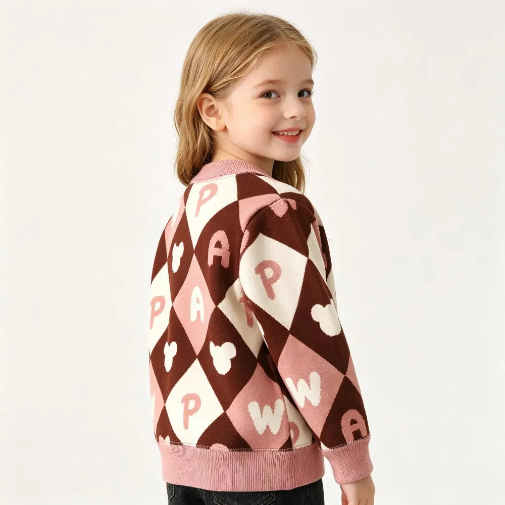Colorful Print Button Cardigan for Girls