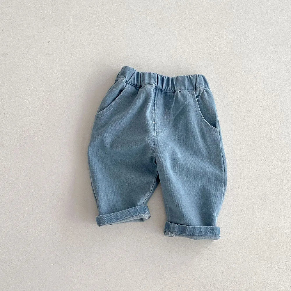 Patch-Pocket Casual Denim Pants for Babies & Kids