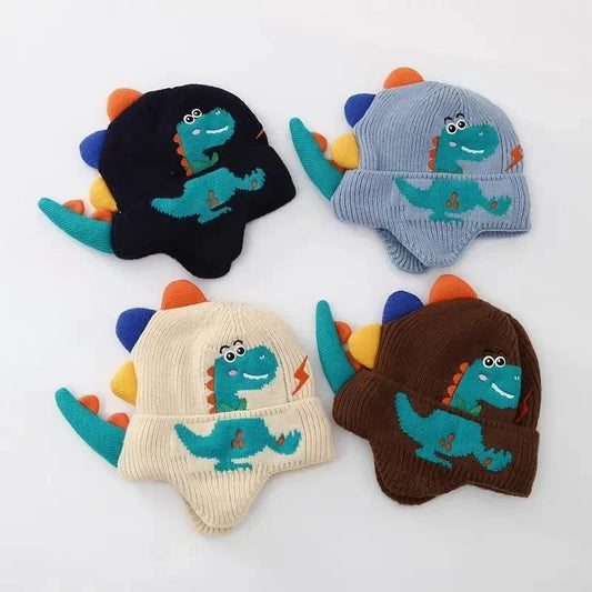 3D Dinosaur Knit Earflap Hat for Kids