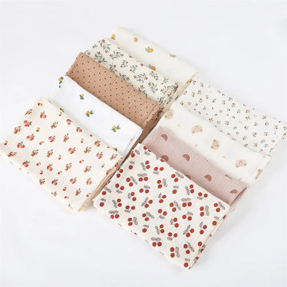 Vintage Floral & Fruit Print Cotton Muslin Baby Blanket