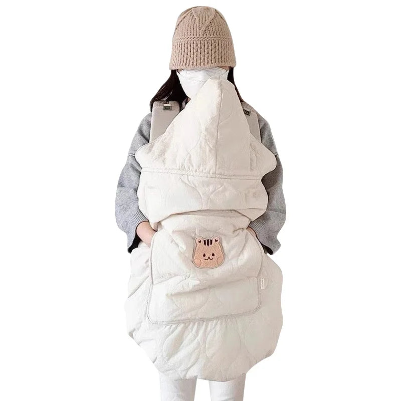 Cozy Hooded Baby Stroller Blanket & Carrier Cover – Quilted Swaddle Wrap for Newborns (Autumn–Winter)