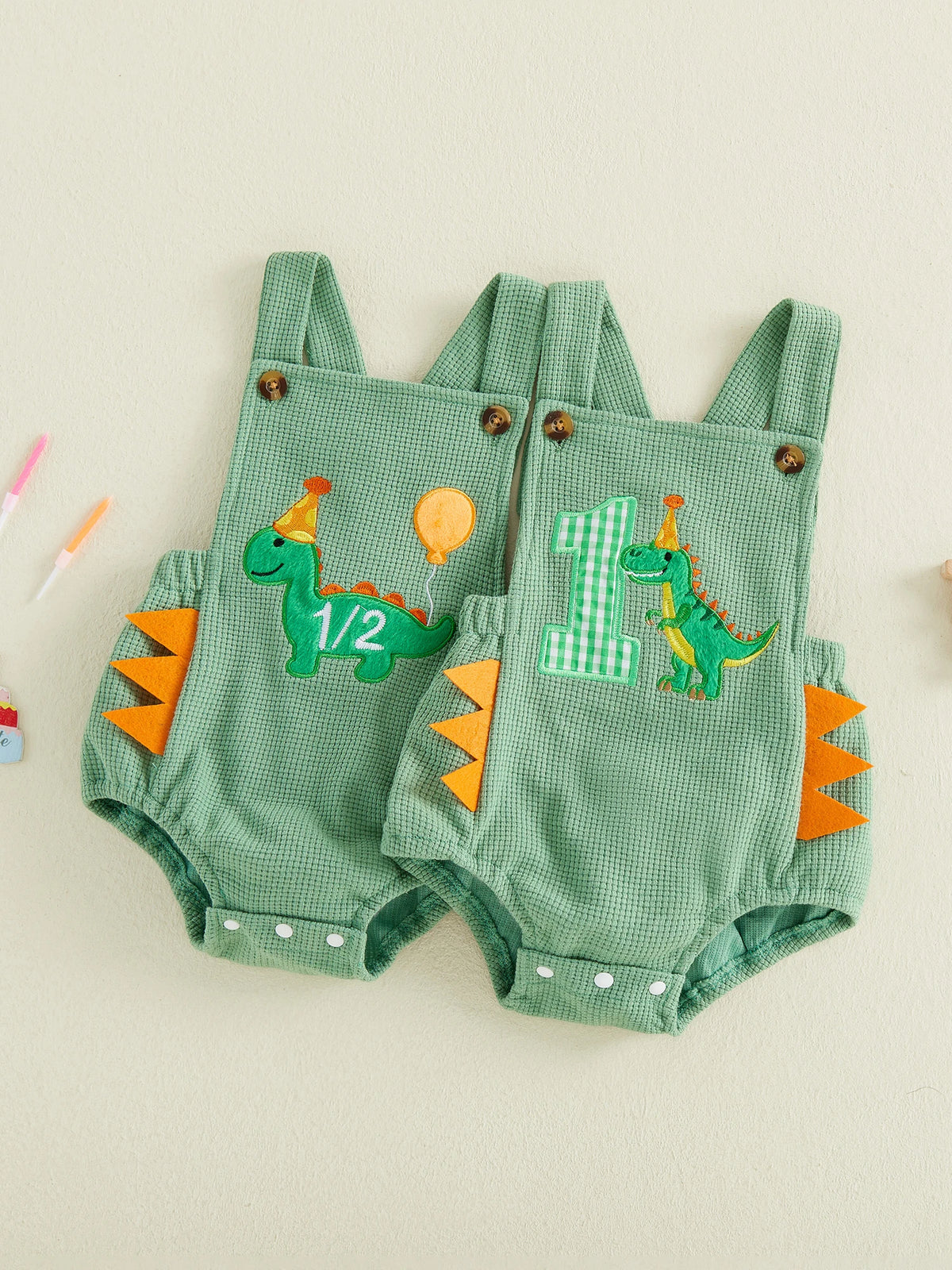 First Birthday Dinosaur Overall Romper for Baby Boys