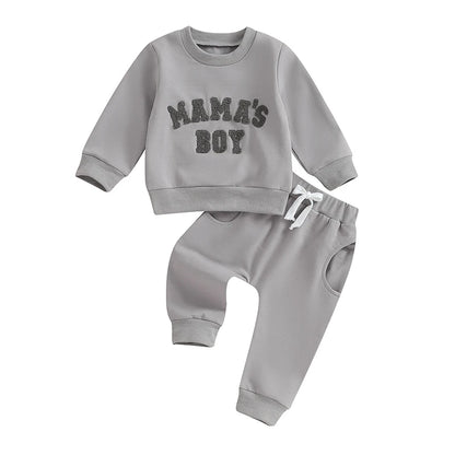 “Mama’s Boy” Baby Sweatshirt & Jogger Set – Cozy Two-Piece Outfit (0–3 Years)