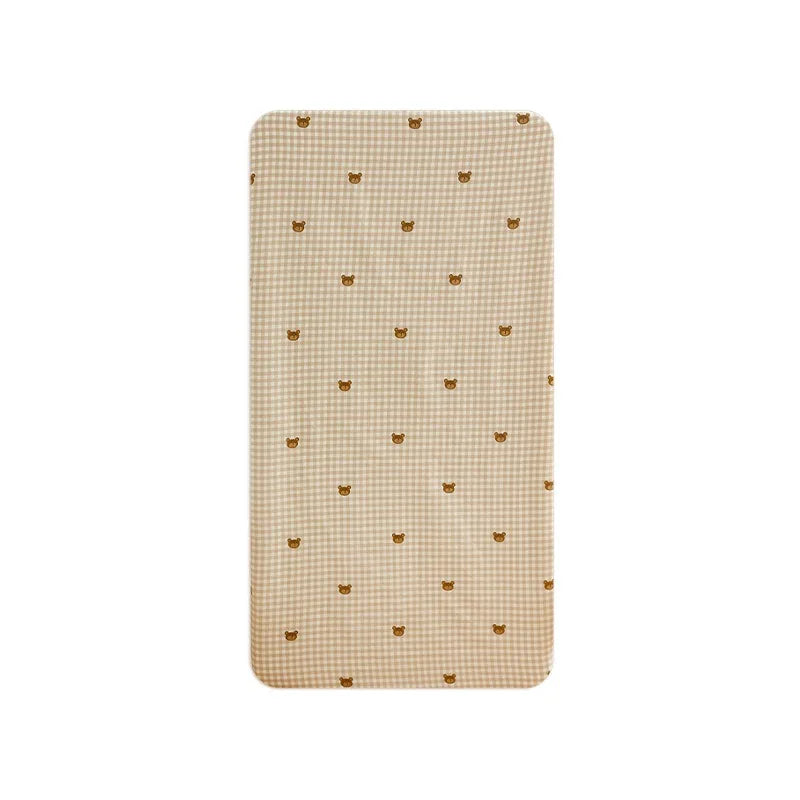 Playful Teddy Bear & Animal Print Cotton Crib Fitted Sheet