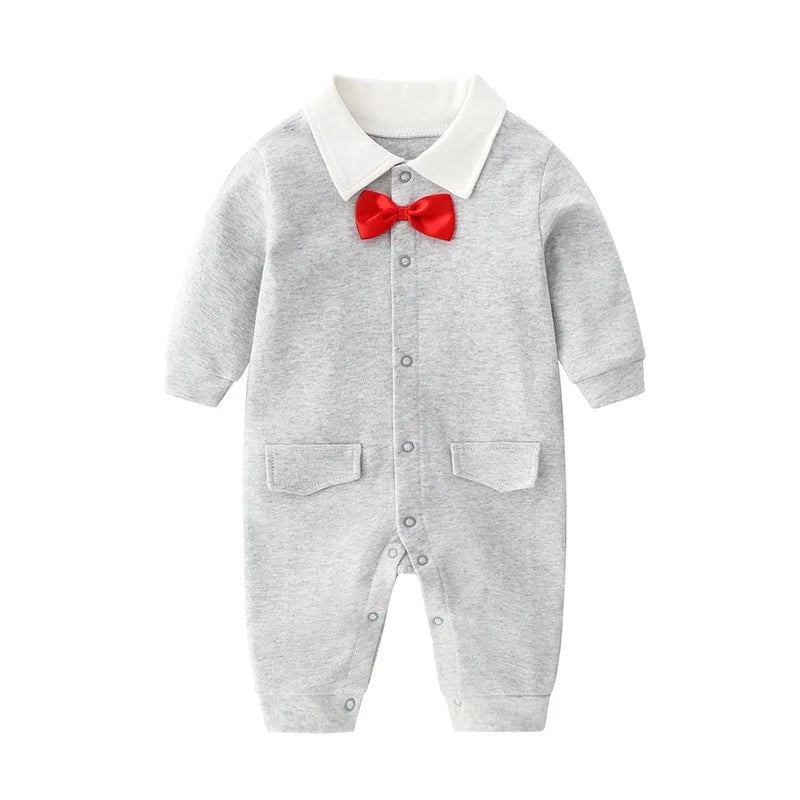 Bow-Tie Tuxedo Romper for Baby Boys