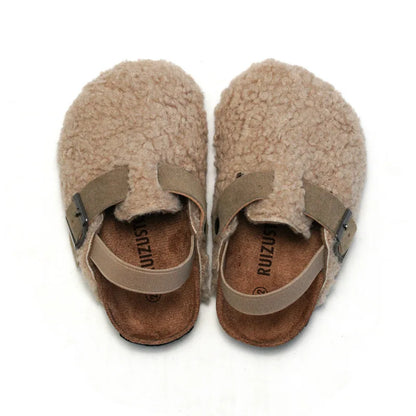 Teddy Fleece Buckle Clog Slippers for Kids