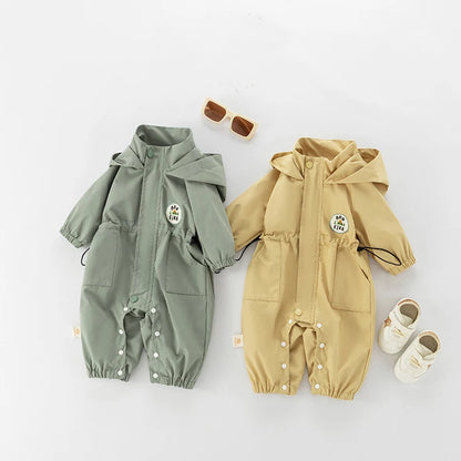 Lightweight Hooded Utility Romper for Babies