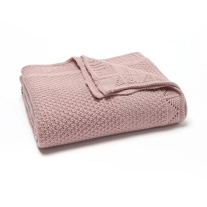 Scalloped Pointelle Knit Baby Blanket in Soft Neutral Colors