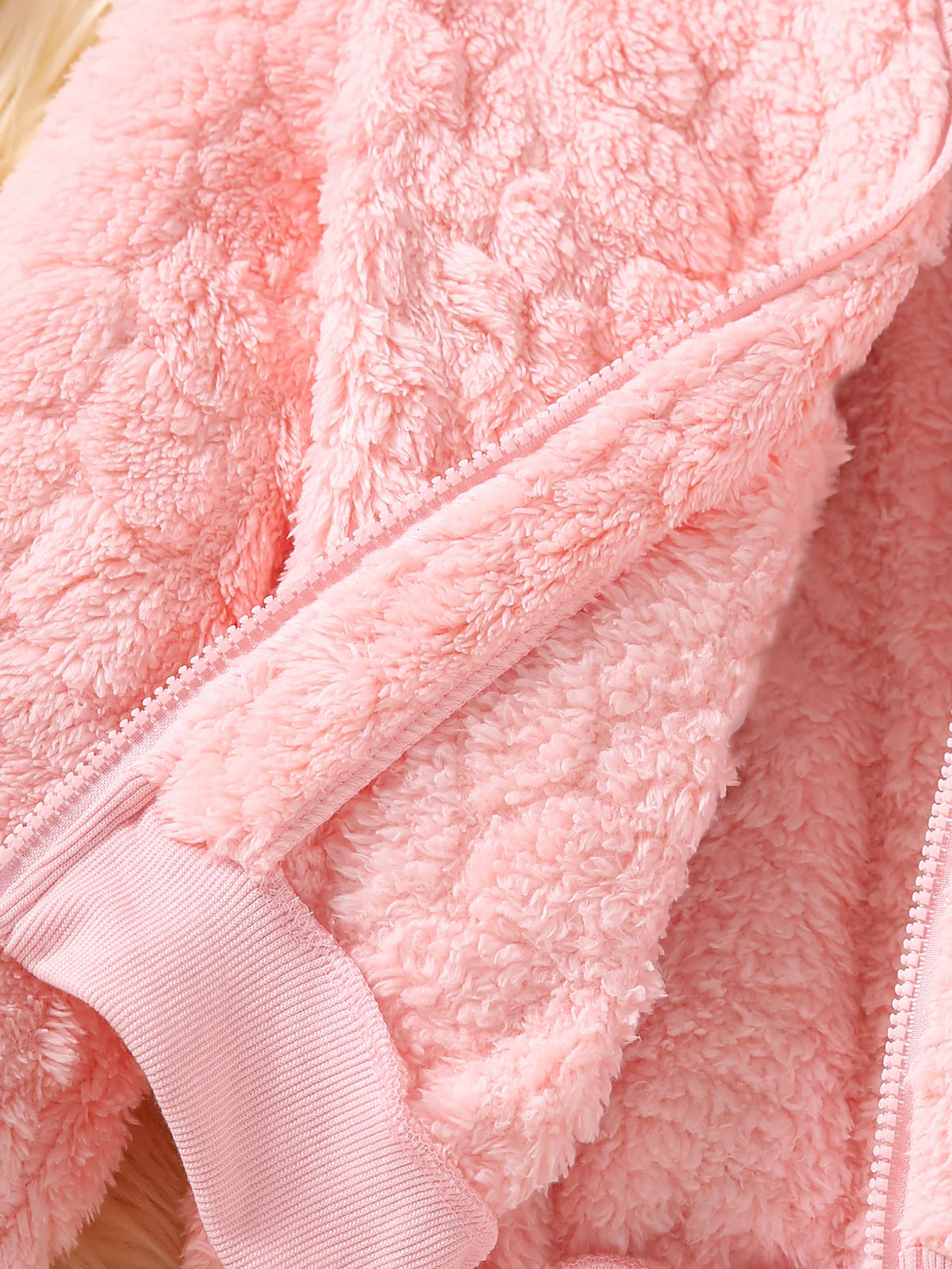 Plush Cable-Texture Hooded Winter Jacket for Girls
