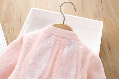 Bunny Bloom Knit Cardigan & Ruffle Tutu Skirt Set for Girls