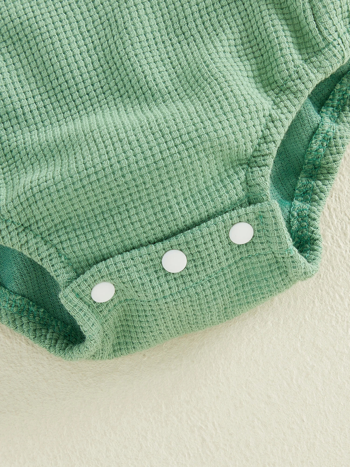 Dino Half-Birthday Waffle-Knit Overall Romper for Baby Boys